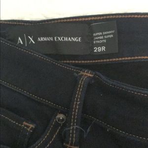 ARMANI EXCHANGE DARK JEANS WAIST SIZE IS 29R